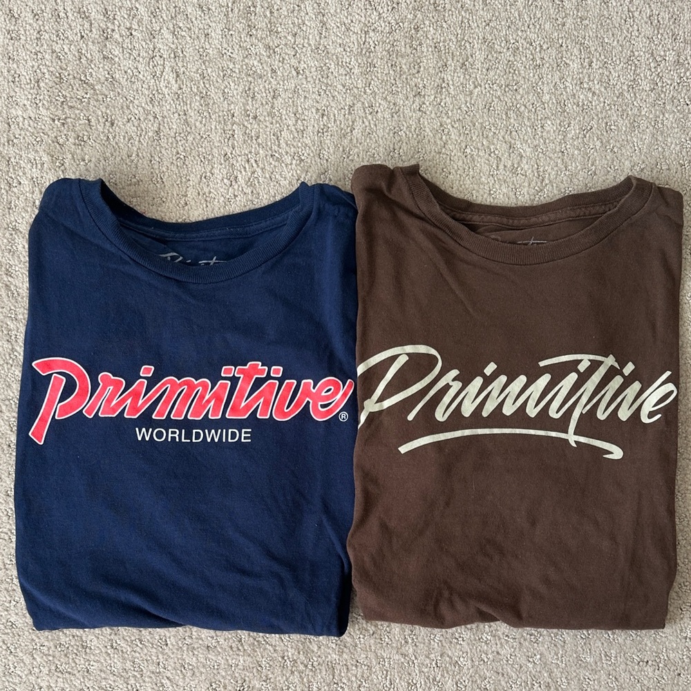 Primitive Blue and Brown Graphic Tees